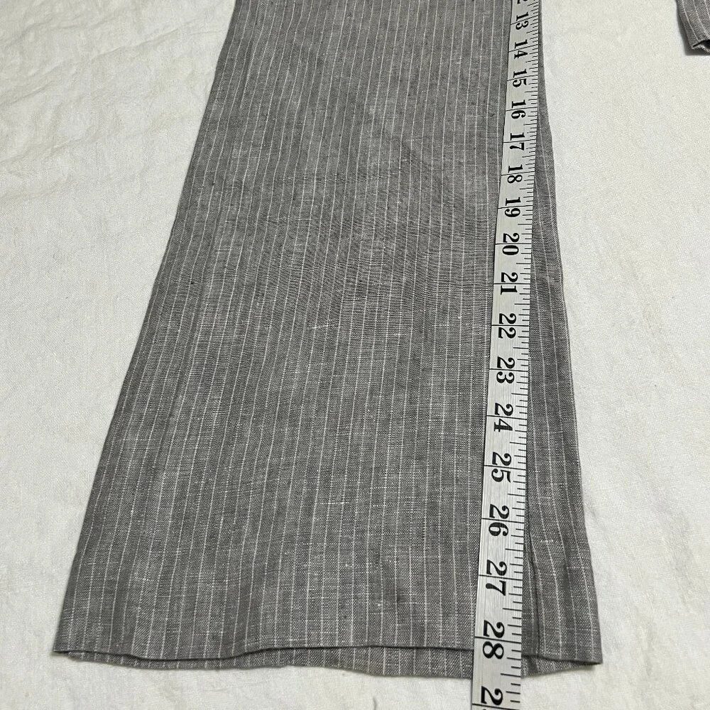 Banana Republic Martin Fit Linen Pants Women's Petite 4P Gray Wide Leg Career